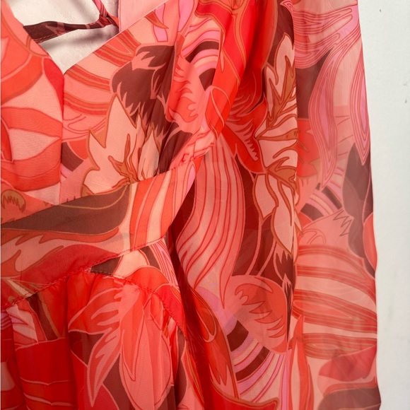 Elegant Orange Floral Midi Dress - Picture 6 of 16